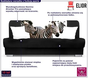 Czarno-biała wersalka z funkcją spania zebra - Piovia 12X