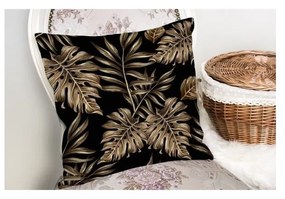 Poszewka na poduszkę Minimalist Cushion Covers Golden Leafes With Black BG, 45x45 cm