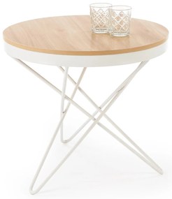 Ława okrągła MDF naturalny/biały 60/55 LEILA