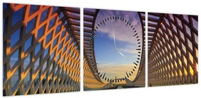 Obraz nowoczesnej architektury mostowej (z zegarem) (90x30 cm)