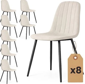 8x Welurowe krzesło tapicerowane pikowane Beżowe LUMO Czarne nogi