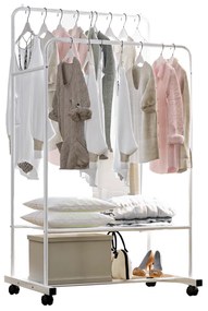 Dwurzędowy wieszak na kółkach z półkami Rainer, 80 x 51 x 160 cm