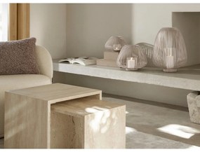 Beżowe pojemniki zestaw 2 szt. z pokrywką/dekoracyjne ze sztucznej skóry 40x30x11 cm Sahla – Blomus