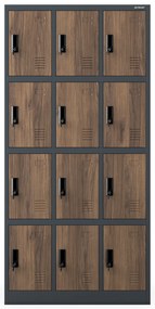 Szafka skrytkowa socjalna BHP MARCIN, 900 x 1850 x 400 mm, Eco Design: antracytowa/orzech