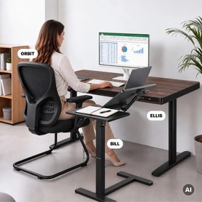 Stolik pod laptopa na kółkach, regulowany Bill, czarny