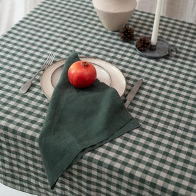 Lniany obrus 140x250 cm Forest Green Gingham – Linen Tales