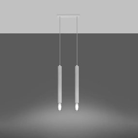 Lampy wiszące nowoczesny Eclim, stal/szkło - 2 źródło światła 3000K - L.30 x H.120 cm - biały