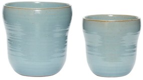 Zestaw 2 niebieskich ceramicznych doniczek Hübsch Tina