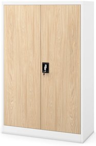 Szafa biurowa na dokumenty metalowa biała/ dąb sonoma: Eco Design - KEVIN, 900 x 1400 x 400 mm