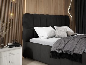 Emporius Avilla łóżko dwuosobowe 200x200 cm - łóżko tapicerowane z pojemnikiem i stelażem - tkanina aksamitna, czarny (Komodo 23)