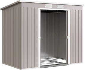 Outsunny Schowek na narzędzia, z okienkami wentylacyjnymi, drzwi przesuwne, stal ocynkowana, 213 x 130 x 172 cm, jasnoszary