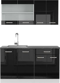 Pojedyncza kuchnia czarny wysoki połysk/biały 140x60x81.6 r-line