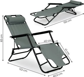 Regulowany leżak ogrodowy składany Tenero 010, szary