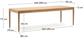 Rozkładany stół z dodatkowym blatem w dekorze dębu 90x160 cm Lenon – Kave Home