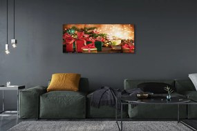 Obraz na płótnie Prezenty, Bombki i Lampki