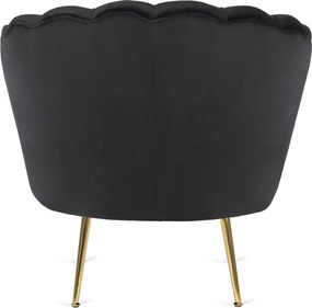 Fotel Wypoczynkowy do Salonu ANGEL Muszelka Czarny Welurowy Nowoczesny