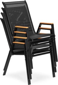 Zestaw 4 krzeseł ogrodowych Moderato 092, czarny textilene, sztaplowane