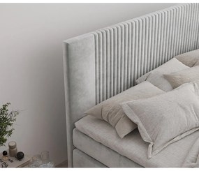 Jasnoszare łóżko kontynentalne ze schowkiem 140x200 cm Bergamo – Maison de Rêve