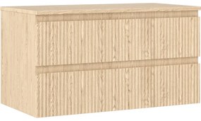 Mexen Rivel szafka łazienkowa podumywalkowa 90 cm z blatem, 2 szuflady, ryflowana , dąb - 91A20-09047-2-BFFC81
