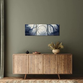 Obraz- Las we mgle (z zegarem) (90x30 cm)