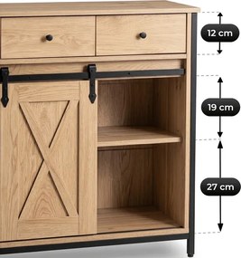 Komoda z Szufladami COLE 70 cm Dąb/Czarny Loftowa