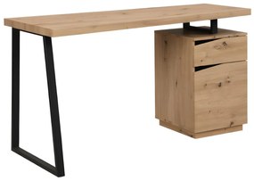 Biurko GOTAMA – 1 szuflada i 1 szafka – MDF i stal – kolor dębowy i czarny