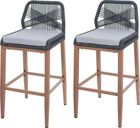 Stołek barowy MCW-O21 (zestaw 2 szt.),  antracyt, poduszka jasnoszara