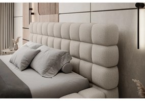 Beżowe tapicerowane łóżko dwuosobowe ze schowkiem ze stelażem 140x200 cm Dizzle – ELTAP