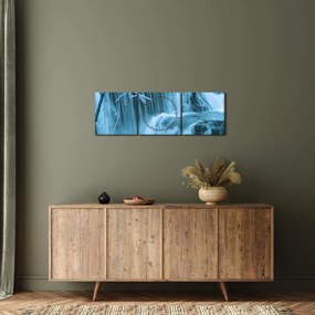 Obraz - lodowe wodospady (z zegarem) (90x30 cm)