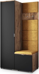 Masseno Garderoba LORI 95/181/51 cm Nowoczesna Szafa do Przedpokoju Dąb lefkas, MONOLITH 48 (Żółty)