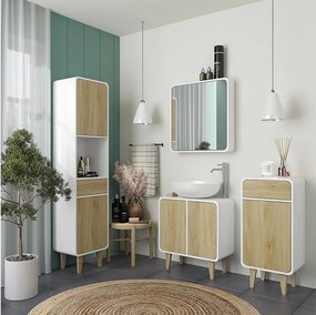 Zestaw mebli łazienkowych biały/dąb 60x30x61 arla