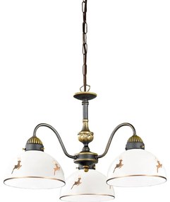 Kolarz 731.83.150 - Żyrandol na łańcuchu NONNA 3xE27/75W/230V z porożem, wykończenie różowe złoto