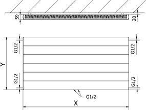 Mexen Line CCL11 grzejnik płytowy 300 x 1400 mm, podłączenie dolne środkowe, 637 W, czarny - W6C11L-030-140-70