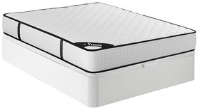 Zestaw 160 x 200 cm: stelaż skrzyniowy w białym kolorze + materac z 7-strefowymi sprężynami kieszeniowymi i pianką memory o grubości 22 cm – LUREAN od YSMÉE