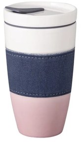 Różowo-biały porcelanowy kubek podróżny Villeroy &amp; Boch Like To Go, 350 ml