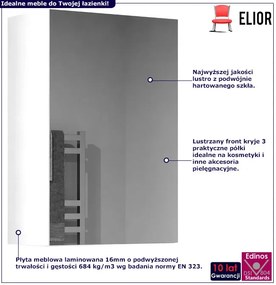 Biała lustrzana szafka łazienkowa górna - Erosa 3X