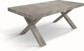 Stół drewniany cementowo-szary, nogi w kształcie litery X, 180x90-260x90cm - AMALFI