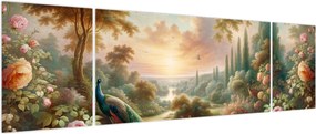 Obraz - Pawie w ogrodzie (170x50 cm)