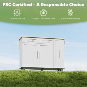 HOMCOM Mobilna wyspa kuchenna, rozszerzalny blat, drzwi szafki, szuflady, uchwyt na ręcznik, wózek kuchenny z MDF, biały | Aosom PL