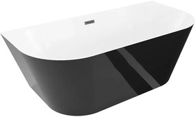 Mexen Oval+ wanna wolnostojąca przyścienna 170 x 80 cm, biała/czarna, przelew czarny - 52681708075-70