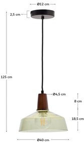 Zielona/w ciemnym naturalnym kolorze lampa wisząca ze szklanym kloszem ø 40 cm Silex – Kave Home