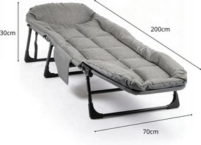 Składana leżanka turystyczna z materacem Morra CT02L, kolor szary