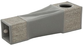 Tunel PawHut dla Kotów, 2 Kocie Jaskinie, Miejsca do Drapania i Zabawka w kształcie Kuli, 98 cm x 30 cm x 30 cm, Brązowy + Szary