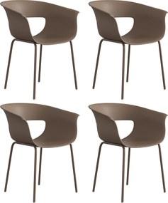 Outsunny Fotele ogrodowe 4 sztuki ergonomiczne z wycięciami podłokietniki odporne na warunki atmosferyczne kawowe | Aosom PL