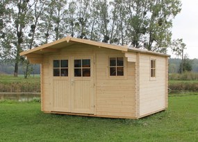 DOMEK OGRODOWY DREWNIANY POWOJNIK Z ZADASZENIEM PRZEDNIM