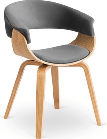 Krzesło Tapicerowane z Drewna Giętego GARY Dąb Złoty/Szare Nowoczesne Loft