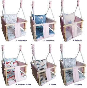 Welwetowa huśtawka 3w1 dla dzieci 6 wzorów R0-W48