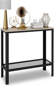 Minimalistyczna konsola z metalowym stelażem czarny + dąb sonoma G4-R49