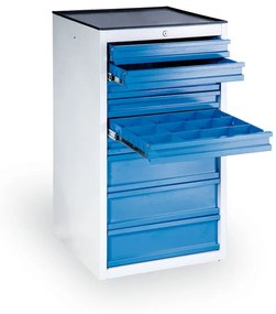 Kontener dostawny z szufladami na narzędzia GD, 9 szuflad, 1100 x 570 x 590 mm, niebieski
