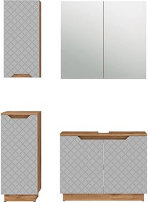Zestaw mebli łazienkowych dąb/szary ze strukturą płytek 79.6x32x62.1 lotta